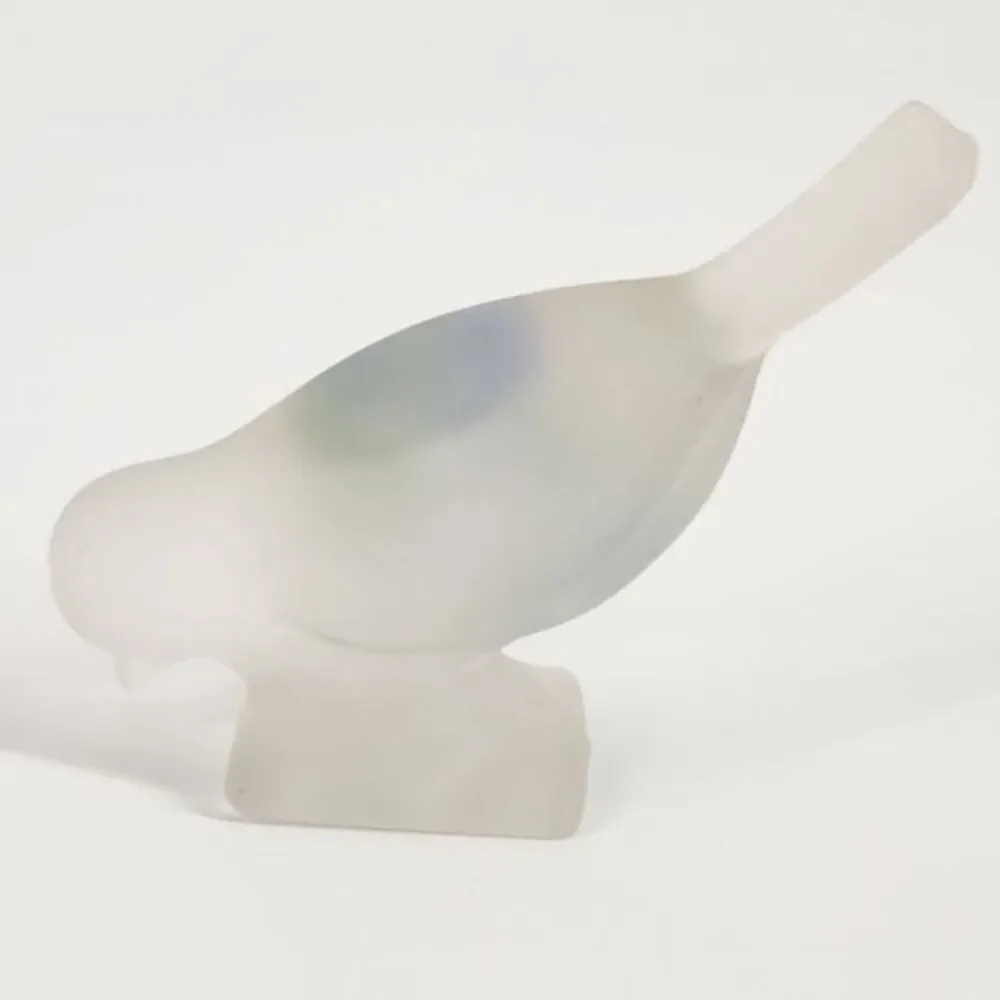 Frosted Glass‎ Sparrow Bird Hand Painted Flowers Small Figurine